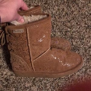 Girls brown floral Bearpaw boots, size 3